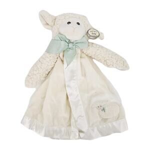 NEW Bearington Baby Lamb Lovey Lambie Cream Satin Split Security Blanket Toy 14"